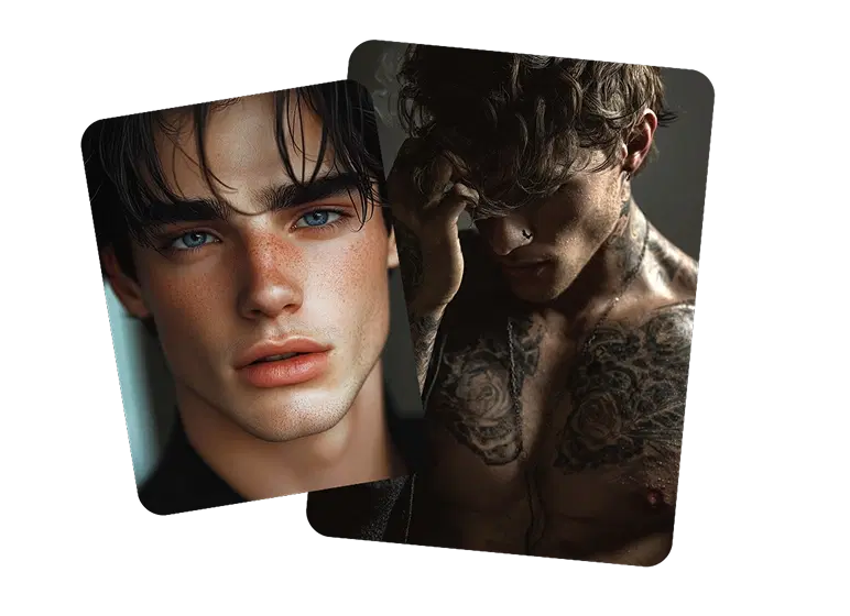 Different AI boyfriend character styles available in dotdotdot