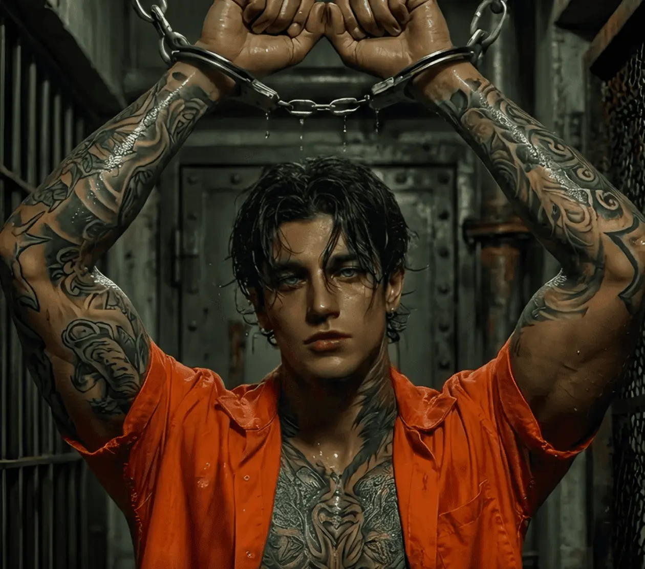 Rebellious AI boyfriend character with a dark fantasy aesthetic