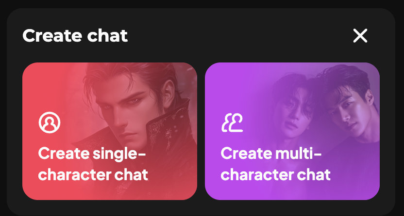 dotdotdot Create chat screen with single-character and multi-character chat options.
