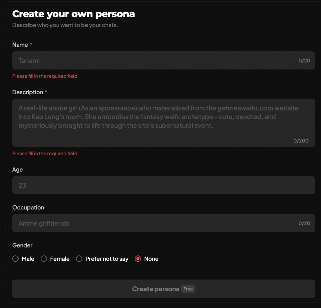 image example of creating your own persona on dotdotdot